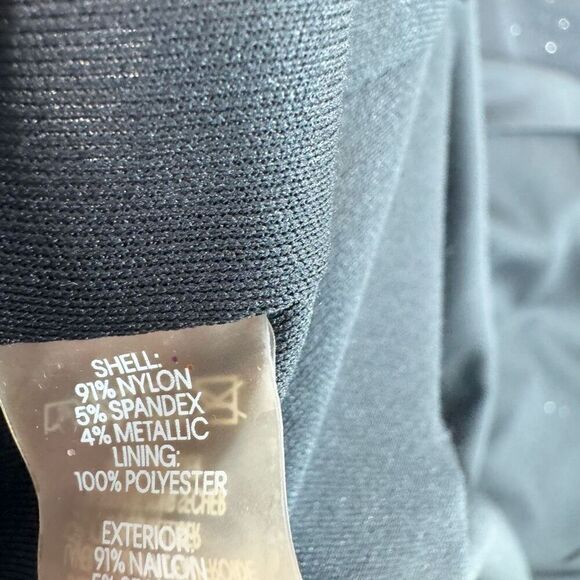 Calvin Klein Maxi Dress Womens 14 Black Sequin Elegant Evening Shimmer V Neck - Picture 9 of 12